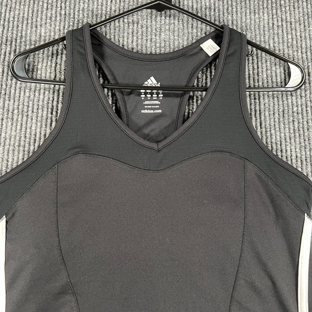 Adidas Tank Top Shirt Womens Large Black Sleeveless Workout Training Activewear